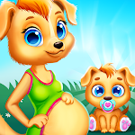 Mom pregnant puppy pet daycare icon