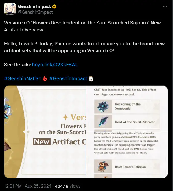 Genshin Impact Unveils Captivating New Artifact Sets for Version 5.0