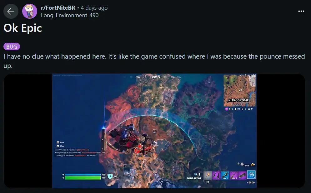 Fortnite Bug Launches Players into the Sky