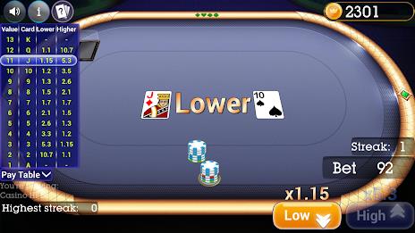 Casino High Low Card Game