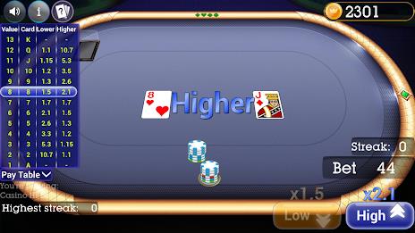 Casino High Low Card Game